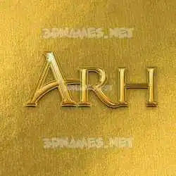 arh in All Gold style - 3D name wallpaper