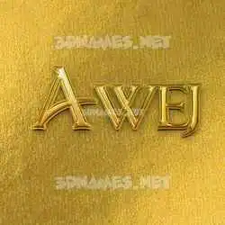 awej in All Gold style - 3D name wallpaper