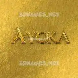 ayoka in All Gold style - 3D name wallpaper
