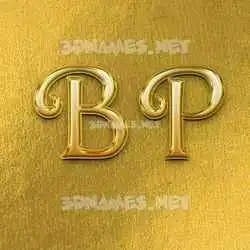 b p in All Gold style - 3D name wallpaper