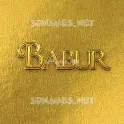 babur in All Gold style - 3D name wallpaper