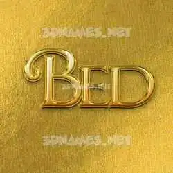 bed in All Gold style - 3D name wallpaper