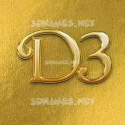 d3 in All Gold style - 3D name wallpaper