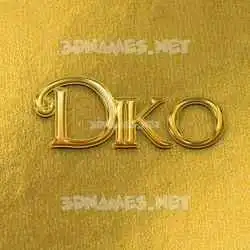 diko in All Gold style - 3D name wallpaper