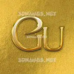 gu in All Gold style - 3D name wallpaper