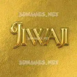 jiwaji in All Gold style - 3D name wallpaper