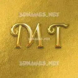 m t in All Gold style - 3D name wallpaper