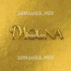 mouna in All Gold style - 3D name wallpaper