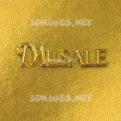 musale in All Gold style - 3D name wallpaper