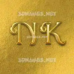 n k in All Gold style - 3D name wallpaper