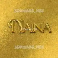 naina in All Gold style - 3D name wallpaper