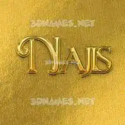 najis in All Gold style - 3D name wallpaper
