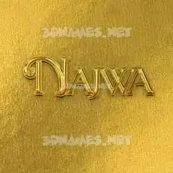 najwa in All Gold style - 3D name wallpaper