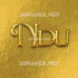 ndu in All Gold style - 3D name wallpaper