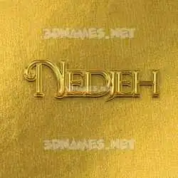 nedjeh in All Gold style - 3D name wallpaper