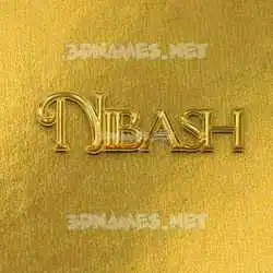 nibash in All Gold style - 3D name wallpaper