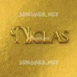 niclas in All Gold style - 3D name wallpaper
