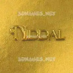 niddal in All Gold style - 3D name wallpaper