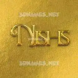 nishs in All Gold style - 3D name wallpaper
