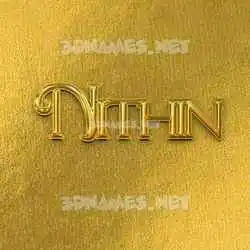nithin in All Gold style - 3D name wallpaper