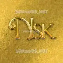 nsk in All Gold style - 3D name wallpaper