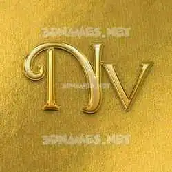 nv in All Gold style - 3D name wallpaper