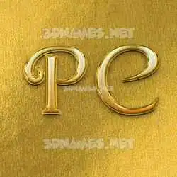 p c in All Gold style - 3D name wallpaper