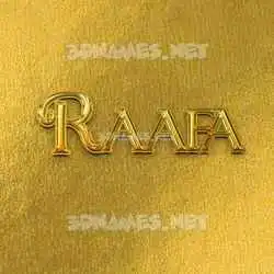 raafa in All Gold style - 3D name wallpaper