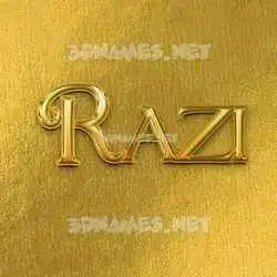 razi in All Gold style - 3D name wallpaper