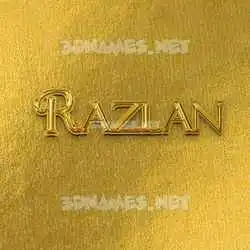 razlan in All Gold style - 3D name wallpaper