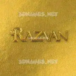 razvan in All Gold style - 3D name wallpaper