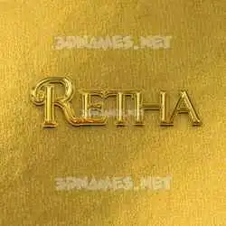 retha in All Gold style - 3D name wallpaper