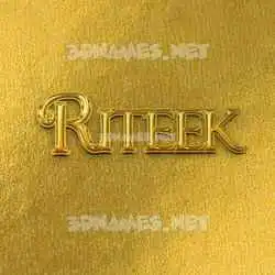 riteek in All Gold style - 3D name wallpaper