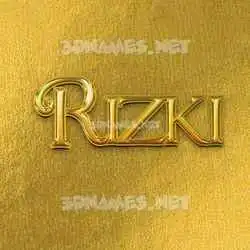 rizki in All Gold style - 3D name wallpaper