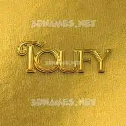 toufy in All Gold style - 3D name wallpaper