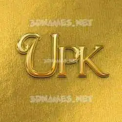 upk in All Gold style - 3D name wallpaper