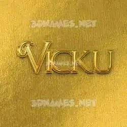 vicku in All Gold style - 3D name wallpaper