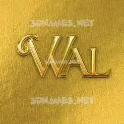 wal in All Gold style - 3D name wallpaper