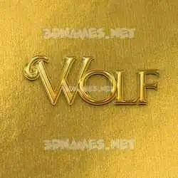 wolf in All Gold style - 3D name wallpaper