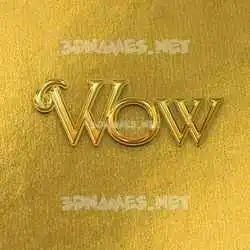 wow in All Gold style - 3D name wallpaper