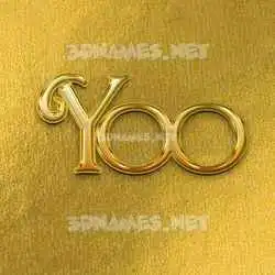 yoo in All Gold style - 3D name wallpaper