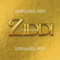 ziddi in All Gold style - 3D name wallpaper