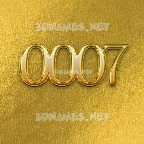 0007 in All Gold style - 3D name wallpaper