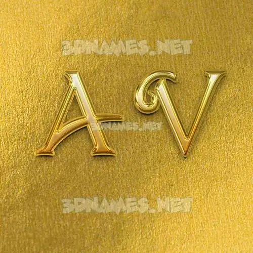 a v in All Gold style - 3D name wallpaper a v in All Gold style - 3D name wallpaper