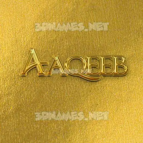 aaqeeb in All Gold style - 3D name wallpaper