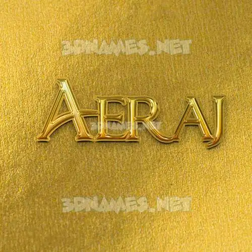 aeraj in All Gold style - 3D name wallpaper