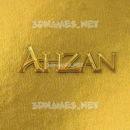 ahzan in All Gold style - 3D name wallpaper
