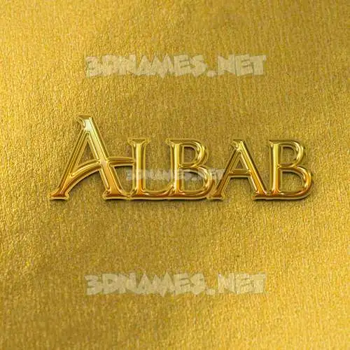 albab in All Gold style - 3D name wallpaper