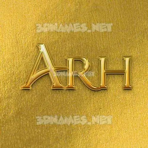 arh in All Gold style - 3D name wallpaper