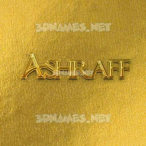 ashraff in All Gold style - 3D name wallpaper